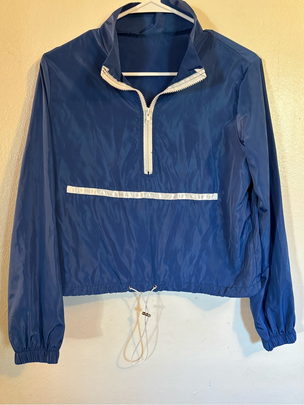 Navy Half-Zip Windbreaker Pullover Jacket - Women's